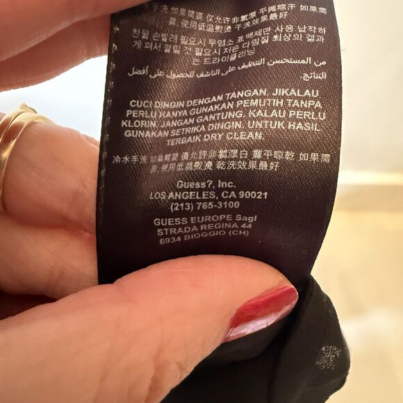 Vintage Y2K Guess Los Angeles Top Size Small Sheer Black Metallic Beading Sexy - Picture 11 of 12